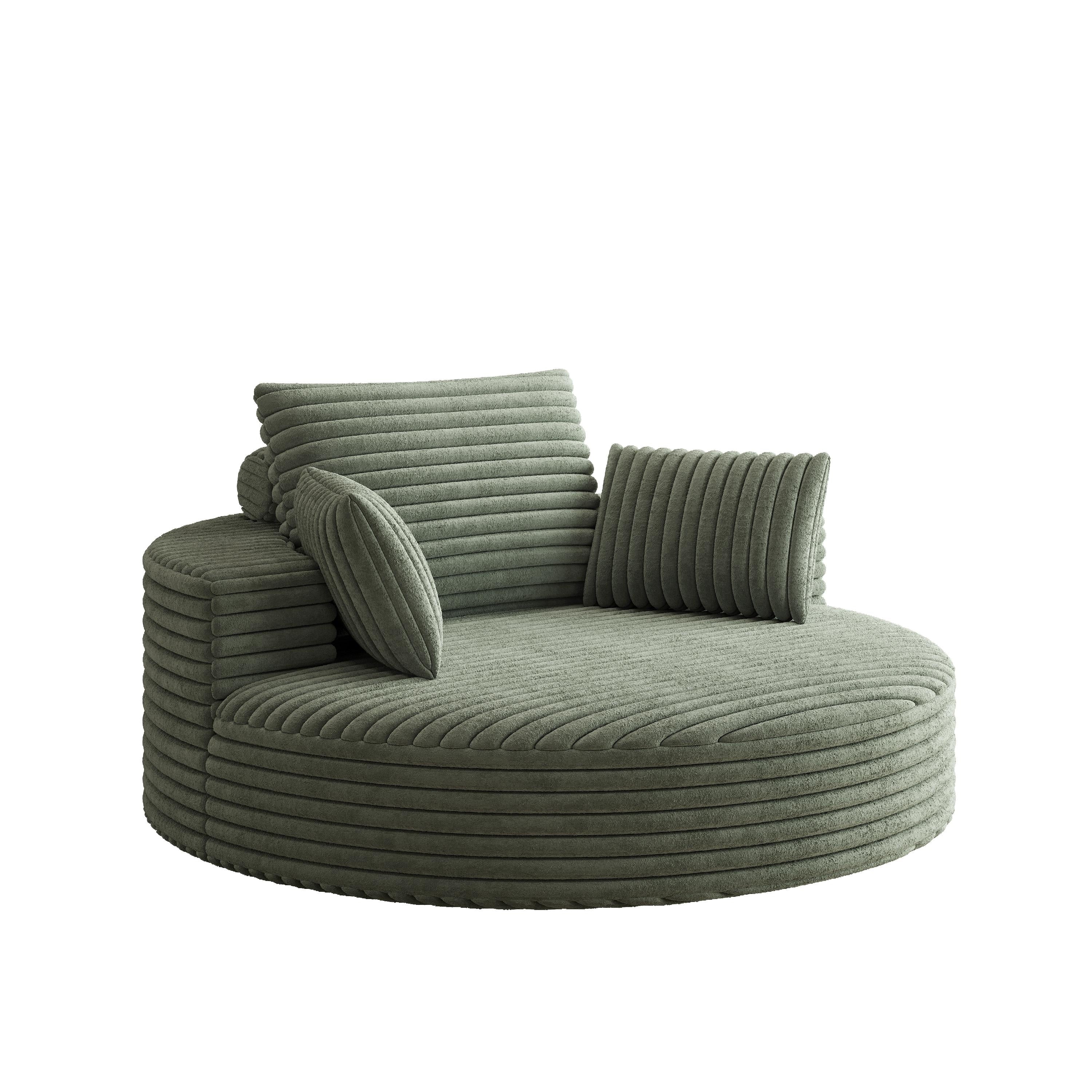 Fauteuil pivotant simple en velours côtelé et mousse chenille