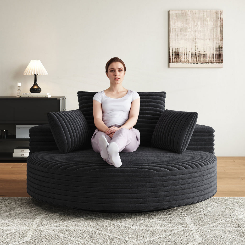 Fauteuil pivotant simple en velours côtelé et mousse chenille