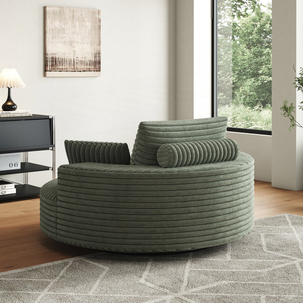 Fauteuil pivotant simple en velours côtelé et mousse chenille