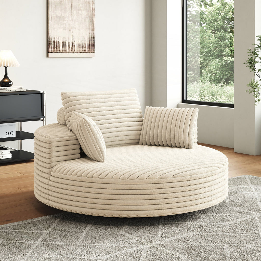 Fauteuil pivotant simple en velours côtelé et mousse chenille