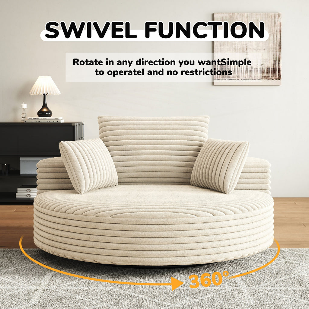 Fauteuil pivotant simple en velours côtelé et mousse chenille