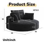 Fauteuil pivotant simple en velours côtelé et mousse chenille