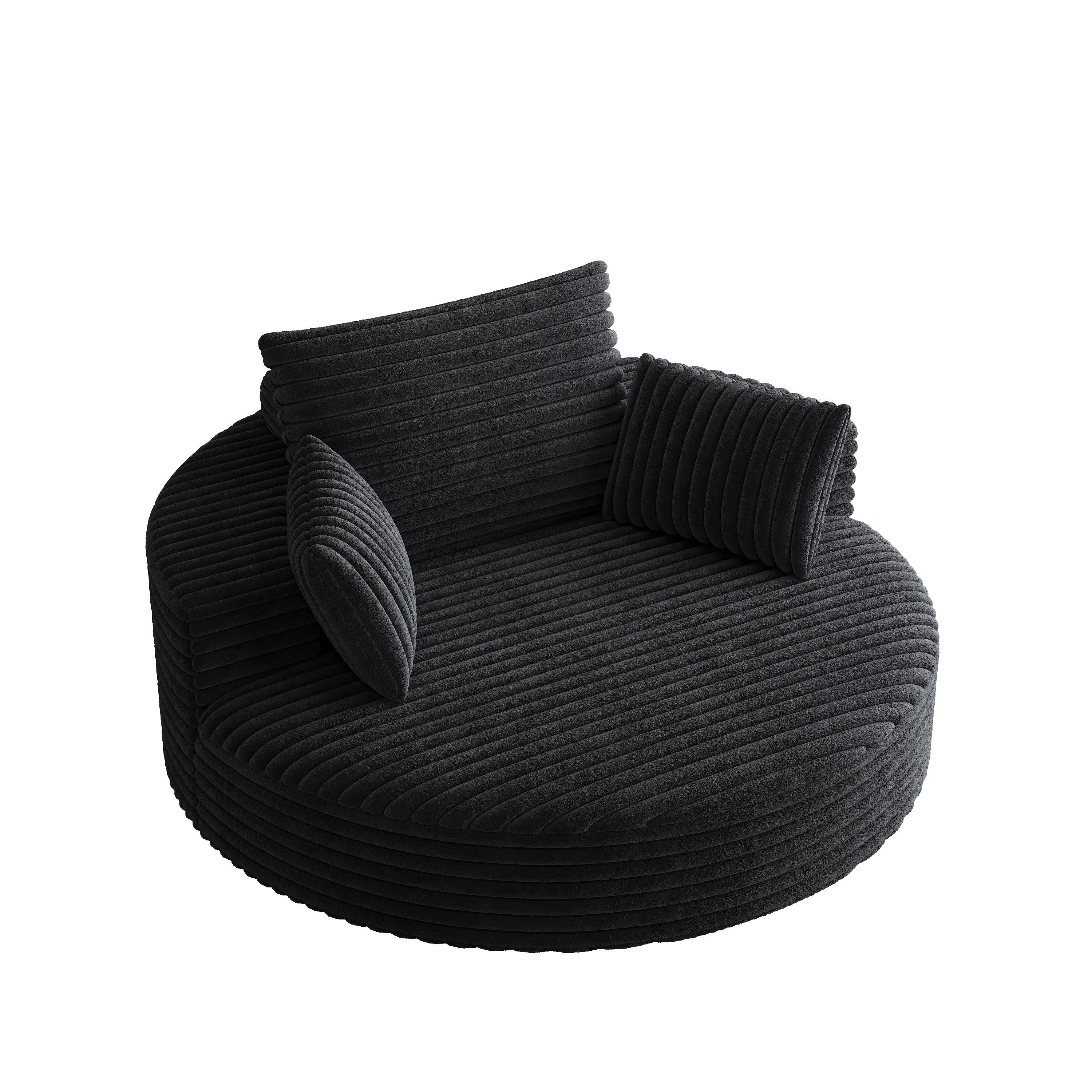 Fauteuil pivotant simple en velours côtelé et mousse chenille