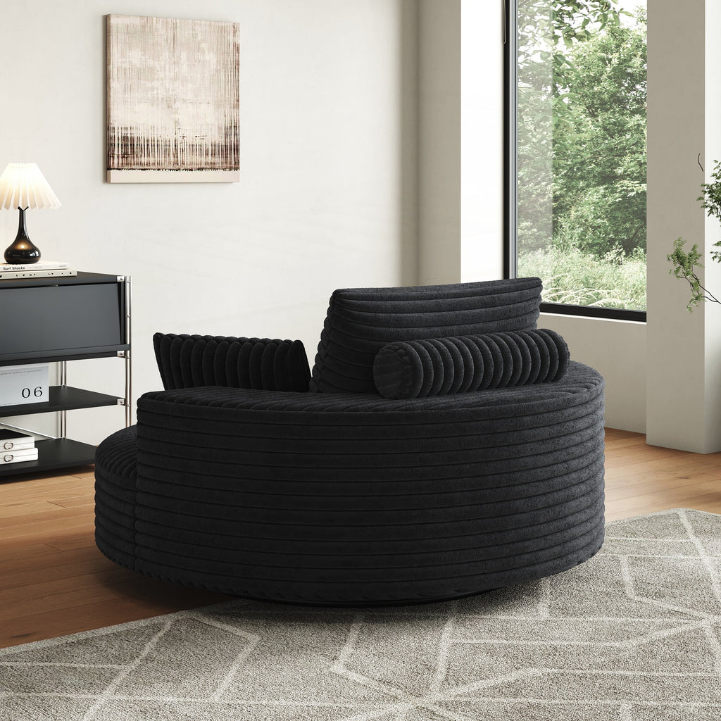 Fauteuil pivotant simple en velours côtelé et mousse chenille