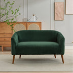 Canapé 2 places recouvert de tissu velours côtelé avec pieds en noyer