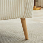 Canapé 2 places recouvert de tissu velours côtelé avec pieds en noyer