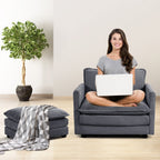 Canapé d'angle en velours côtelé avec ottomans amovibles et coussins ultra-doux pour le salon et la chambre à coucher