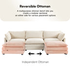 Canapé d'angle en velours côtelé avec ottomans amovibles et coussins ultra-doux pour le salon et la chambre à coucher