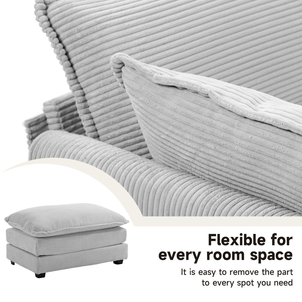 Canapé d'angle en velours côtelé avec ottomans amovibles et coussins ultra-doux pour le salon et la chambre à coucher