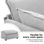 Canapé d'angle en velours côtelé avec ottomans amovibles et coussins ultra-doux pour le salon et la chambre à coucher