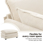 Canapé d'angle en velours côtelé avec ottomans amovibles et coussins ultra-doux pour le salon et la chambre à coucher