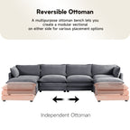 Canapé d'angle en velours côtelé avec ottomans amovibles et coussins ultra-doux pour le salon et la chambre à coucher