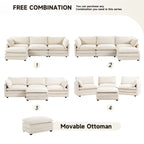 Canapé d'angle en velours côtelé avec ottomans amovibles et coussins ultra-doux pour le salon et la chambre à coucher