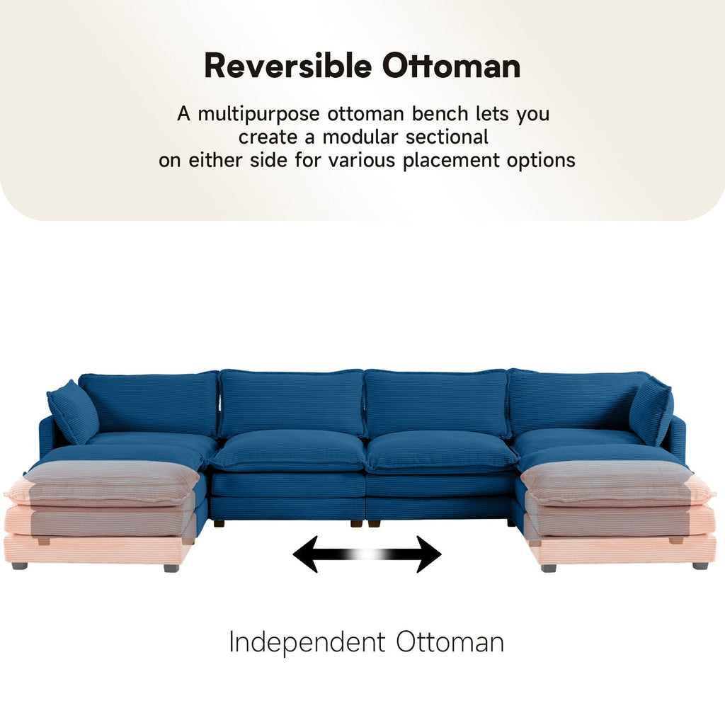 Canapé d'angle en velours côtelé avec ottomans amovibles et coussins ultra-doux pour le salon et la chambre à coucher