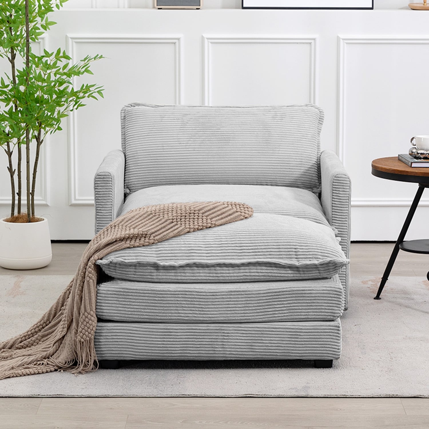 Canapé d'angle en velours côtelé avec ottomans amovibles et coussins ultra-doux pour le salon et la chambre à coucher