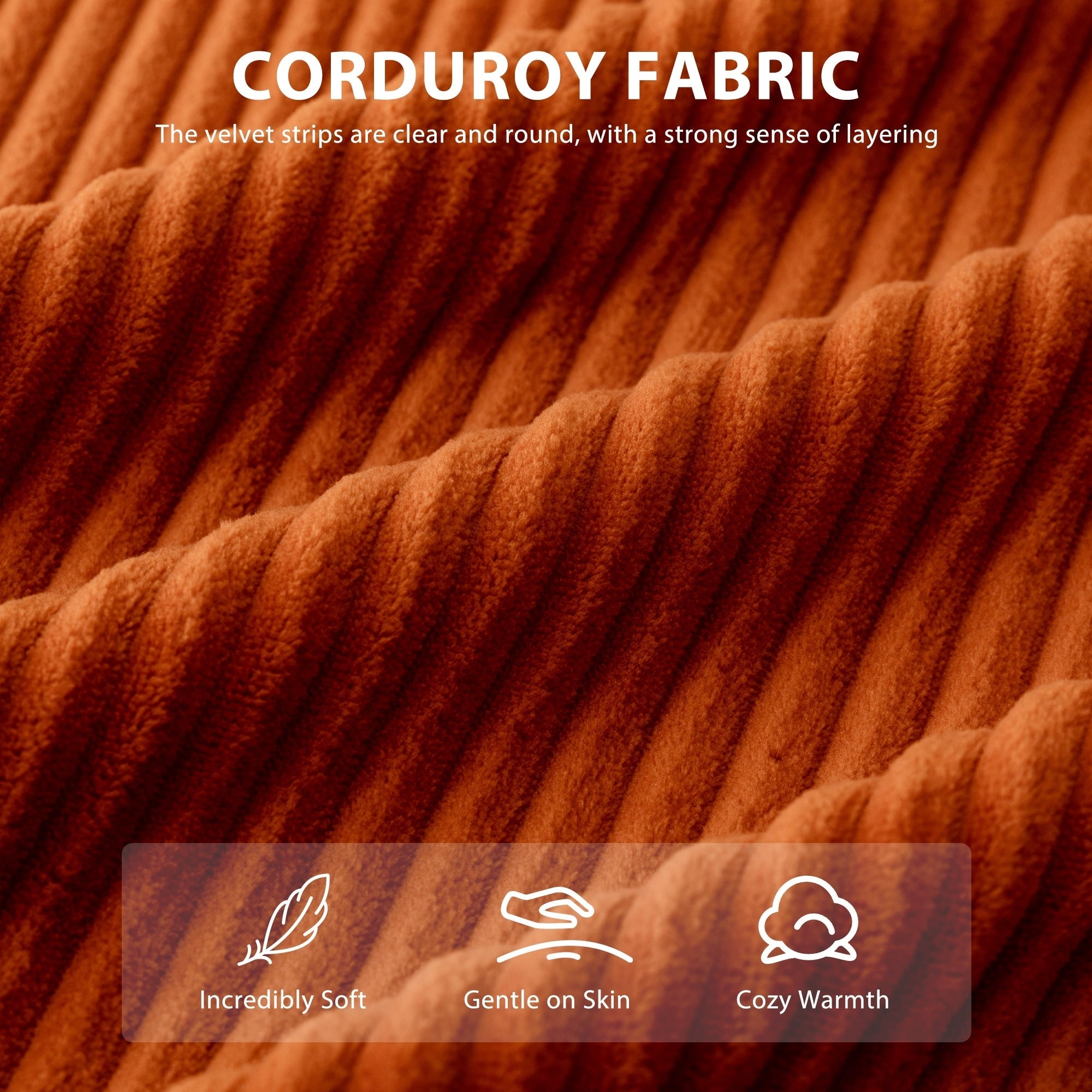 Canapé en velours côtelé avec pouf intégré et mousse à mémoire de forme - 123 cm (L) x 172 cm (l) x 62 cm (H)