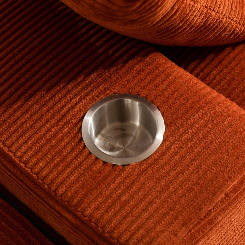 Canapé en velours côtelé avec pouf intégré et mousse à mémoire de forme - 123 cm (L) x 172 cm (l) x 62 cm (H)