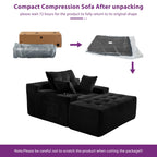 Canapé en velours côtelé avec pouf intégré et mousse à mémoire de forme - 123 cm (L) x 172 cm (l) x 62 cm (H)