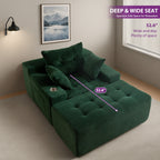 Canapé en velours côtelé avec pouf intégré et mousse à mémoire de forme - 123 cm (L) x 172 cm (l) x 62 cm (H)