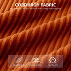 Canapé en velours côtelé avec pouf intégré et mousse à mémoire de forme - 123 cm (L) x 172 cm (l) x 62 cm (H)