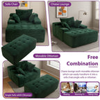 Canapé en velours côtelé avec pouf intégré et mousse à mémoire de forme - 123 cm (L) x 172 cm (l) x 62 cm (H)