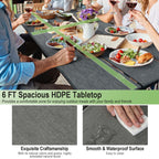 Ensemble table et banc de pique-nique Costway 1,8 m (6 pi) en PEHD robuste pour l'extérieur - Voir les détails