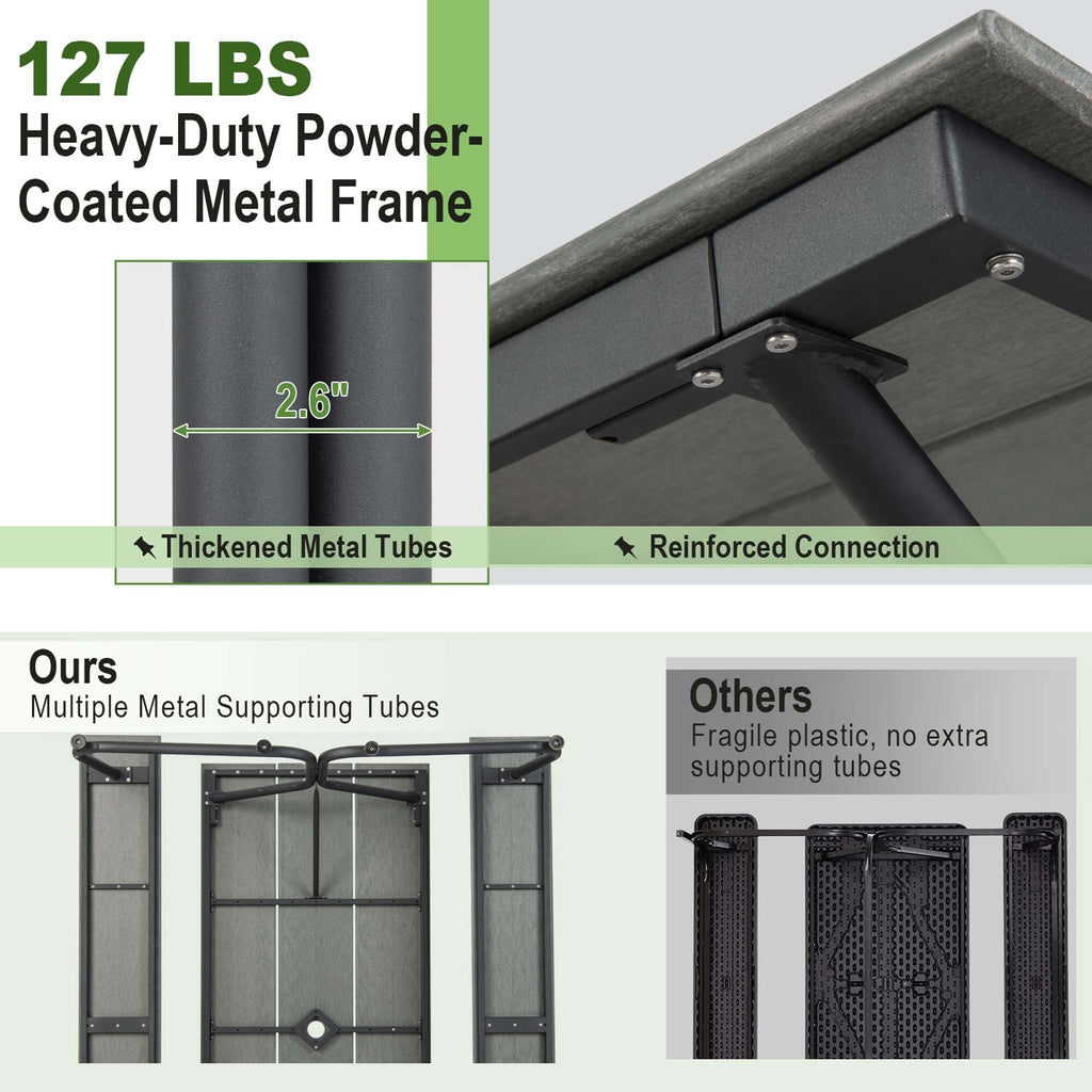 Ensemble table et banc de pique-nique Costway 1,8 m (6 pi) en PEHD robuste pour l'extérieur - Voir les détails