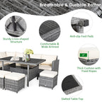 Ensemble de salle à manger d'extérieur Costway 7 pièces en rotin, comprenant canapé d'angle, pouf et fauteuil - Voir les détails