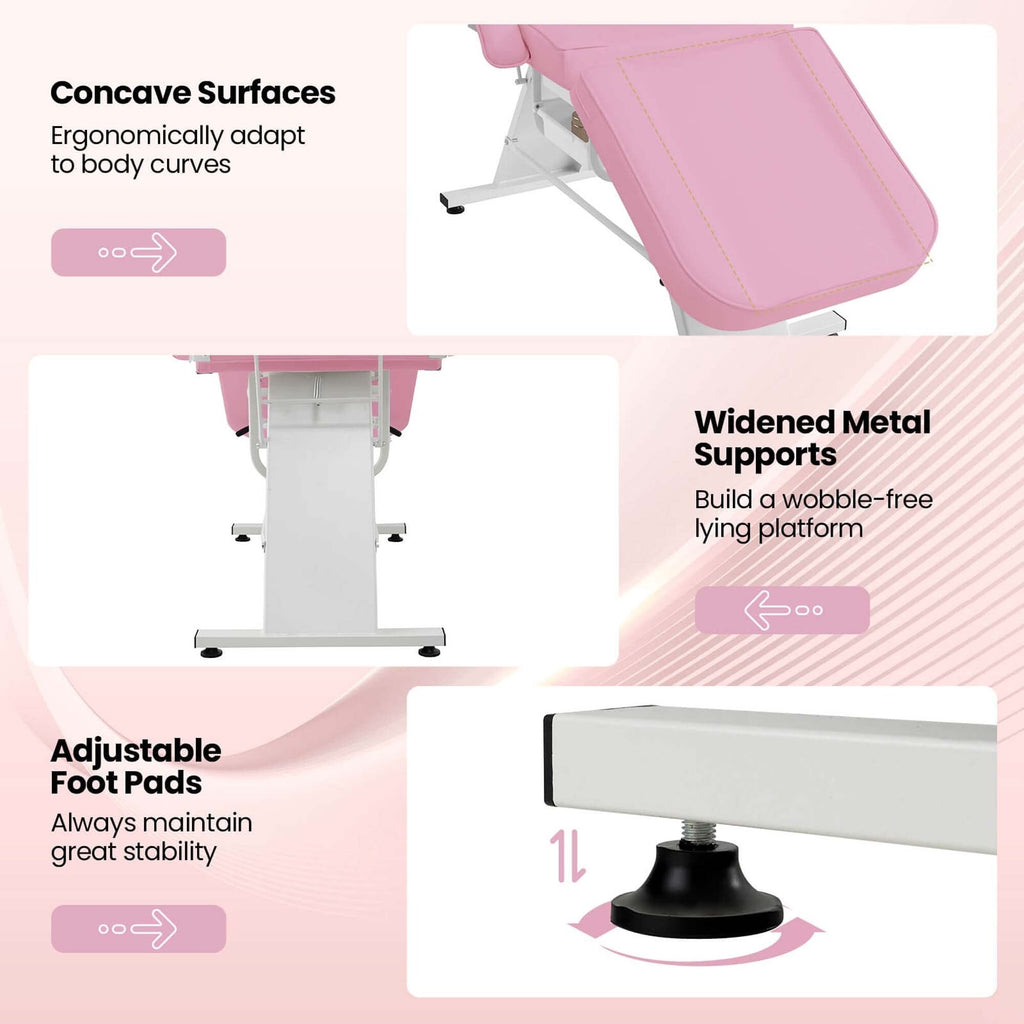 Lit de massage Costway 72 avec tabouret hydraulique et dossier réglable.
