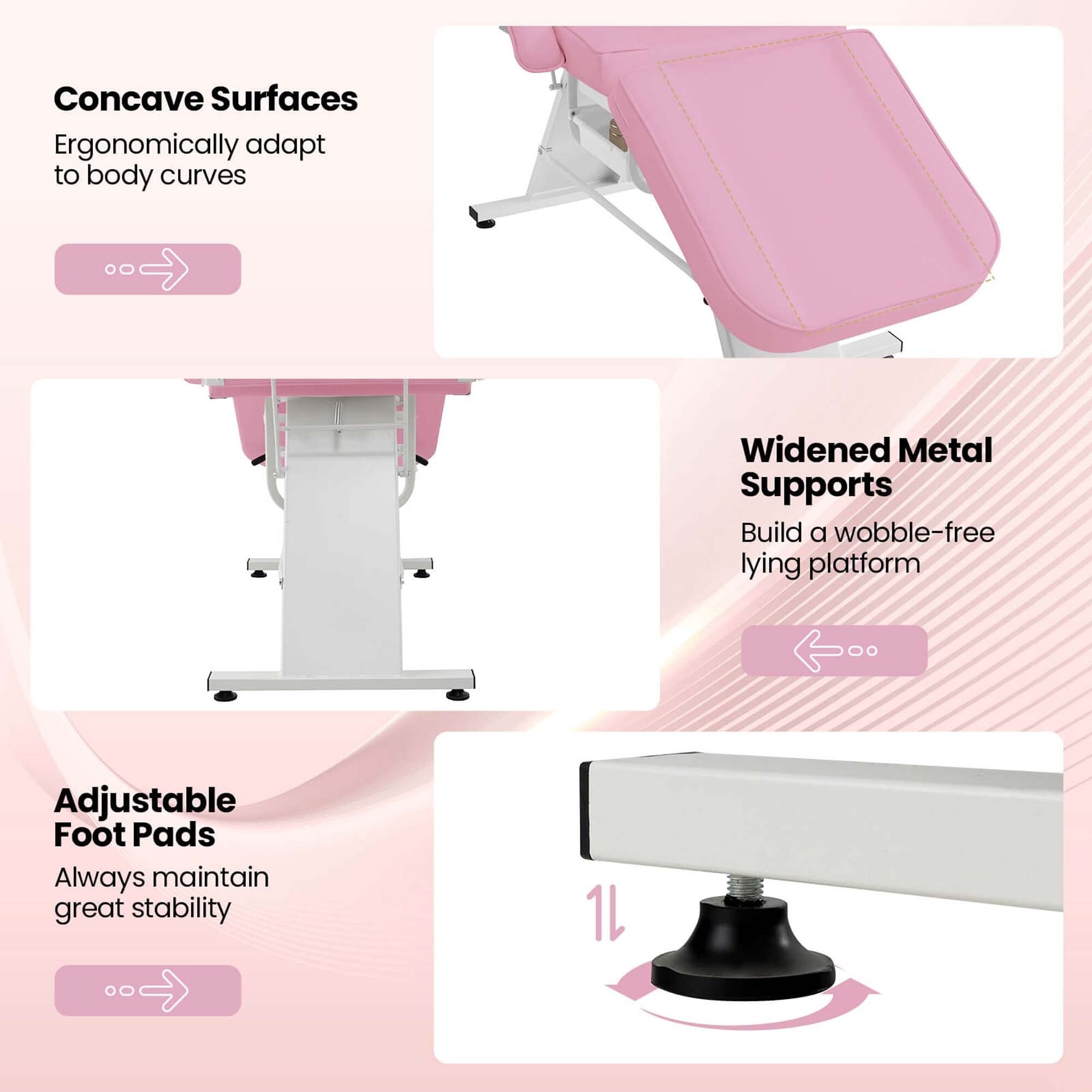 Lit de massage Costway 72 avec tabouret hydraulique et dossier réglable.