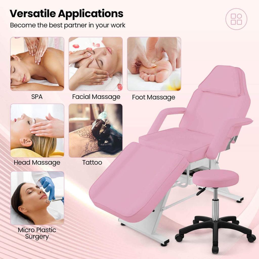 Lit de massage Costway 72 avec tabouret hydraulique et dossier réglable.