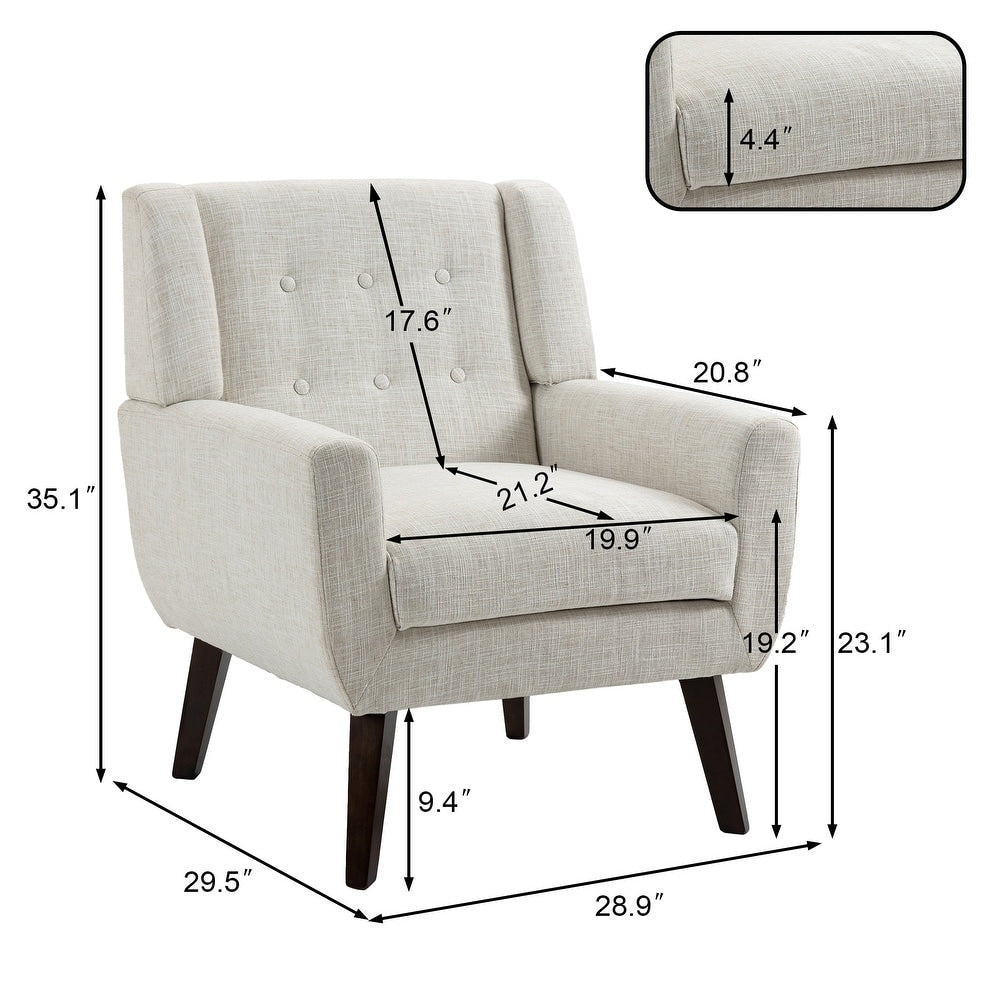Fauteuil d'appoint moderne en tissu imitation coton/lin