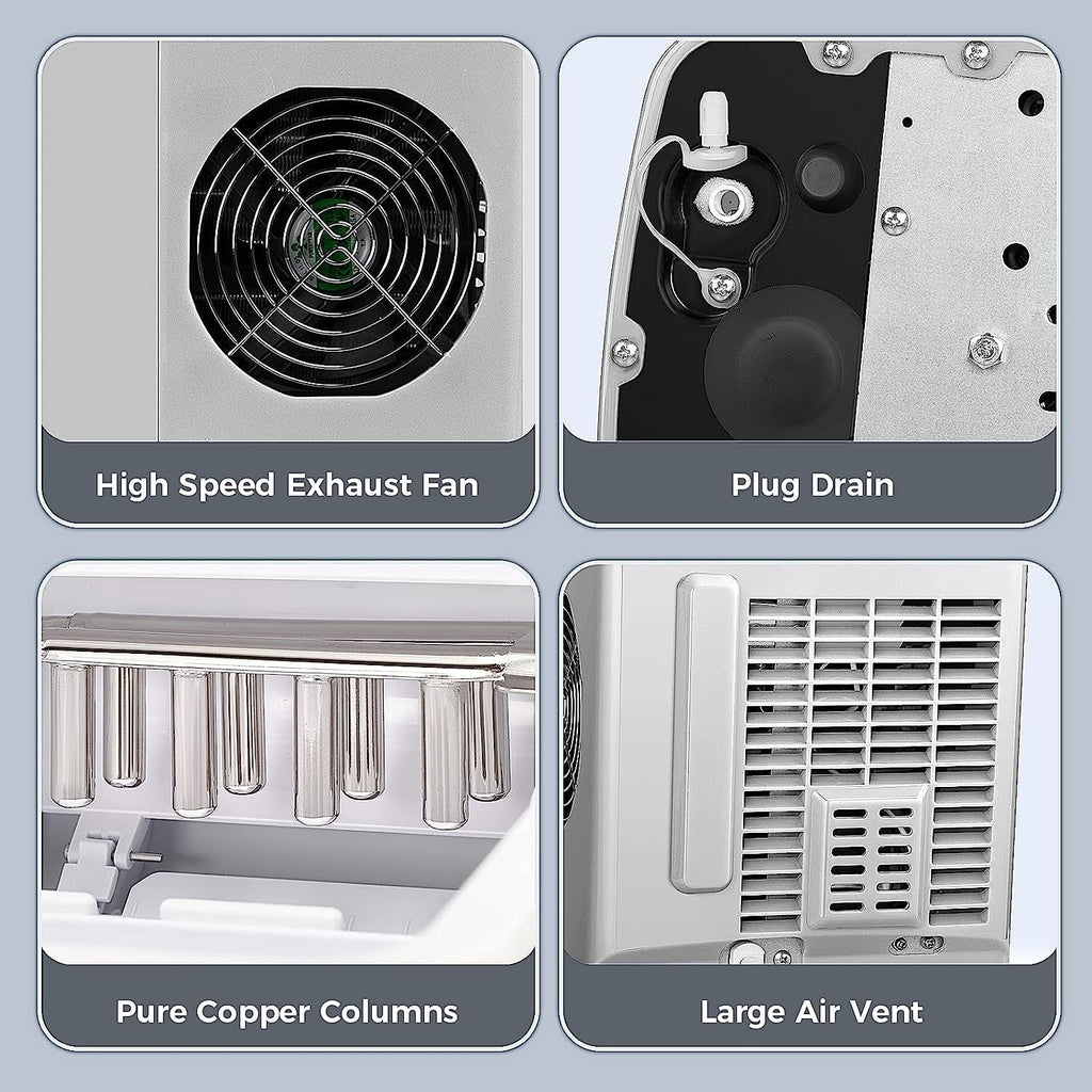 Machine à glaçons de comptoir, glaçons prêts en 6 à 8 minutes, avec pelle à glaçons et bac.