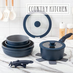 Ensemble de cuisine Country Kitchen 16 pièces pour camping-car, en céramique, avec poignées amovibles, compatible avec le four.
