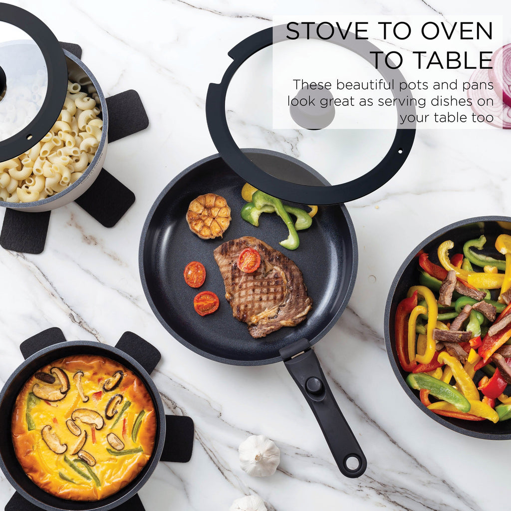 Ensemble de cuisine Country Kitchen 16 pièces pour camping-car, en céramique, avec poignées amovibles, compatible avec le four.