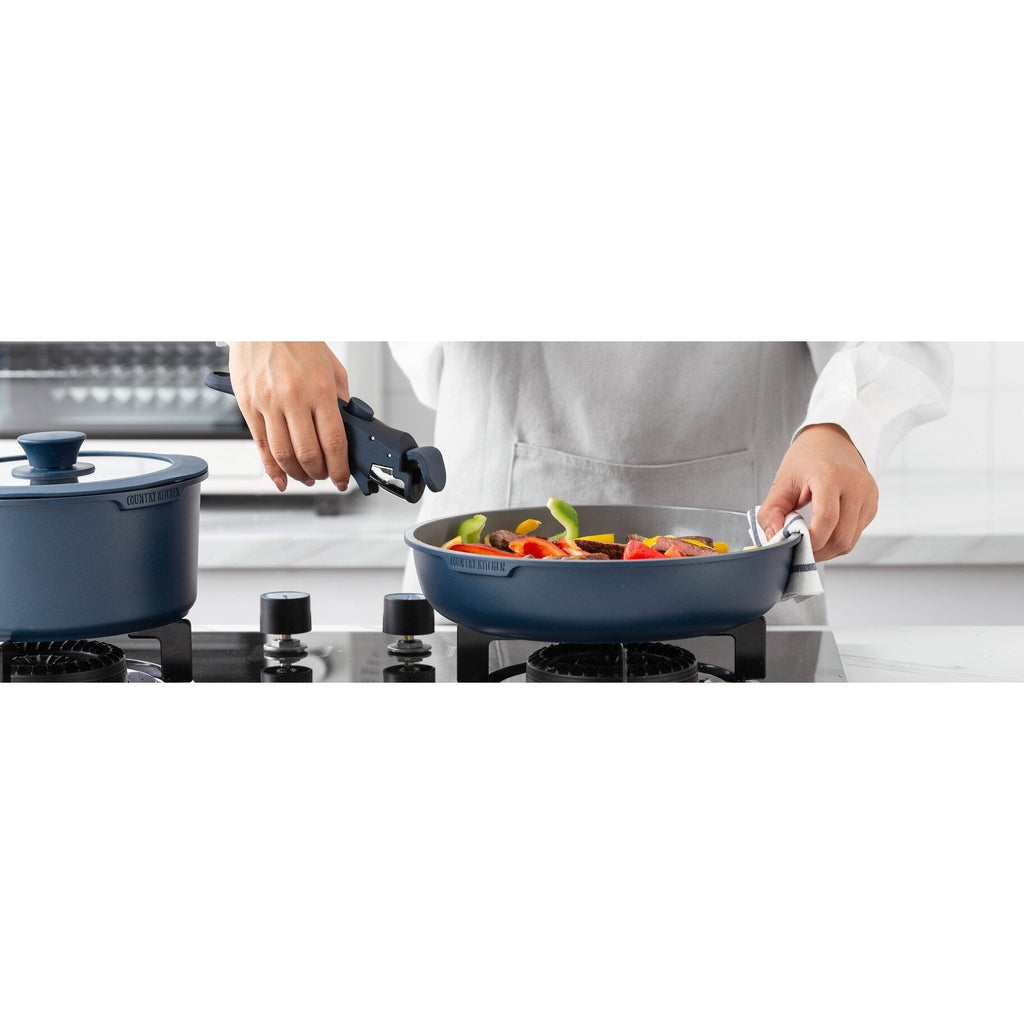 Ensemble de cuisine Country Kitchen 16 pièces pour camping-car, en céramique, avec poignées amovibles, compatible avec le four.