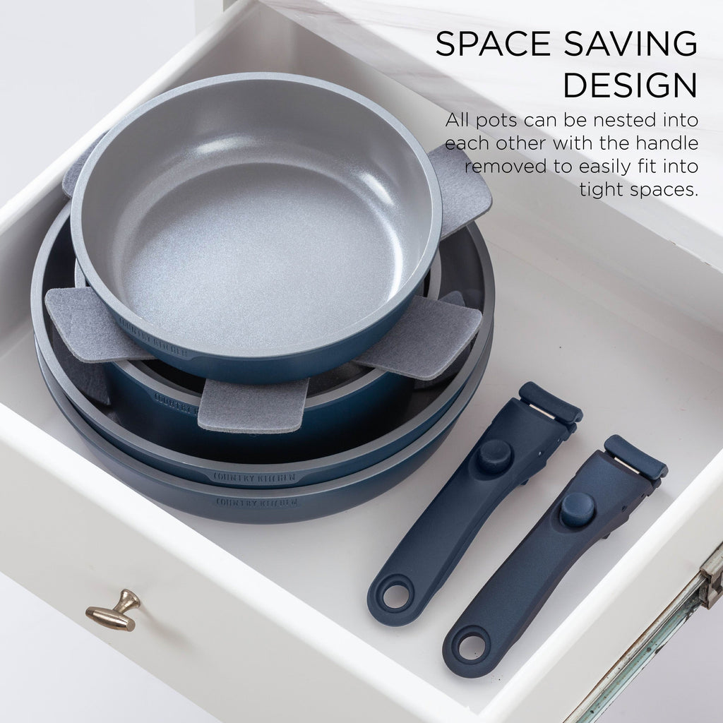 Ensemble de cuisine Country Kitchen 16 pièces pour camping-car, en céramique, avec poignées amovibles, compatible avec le four.