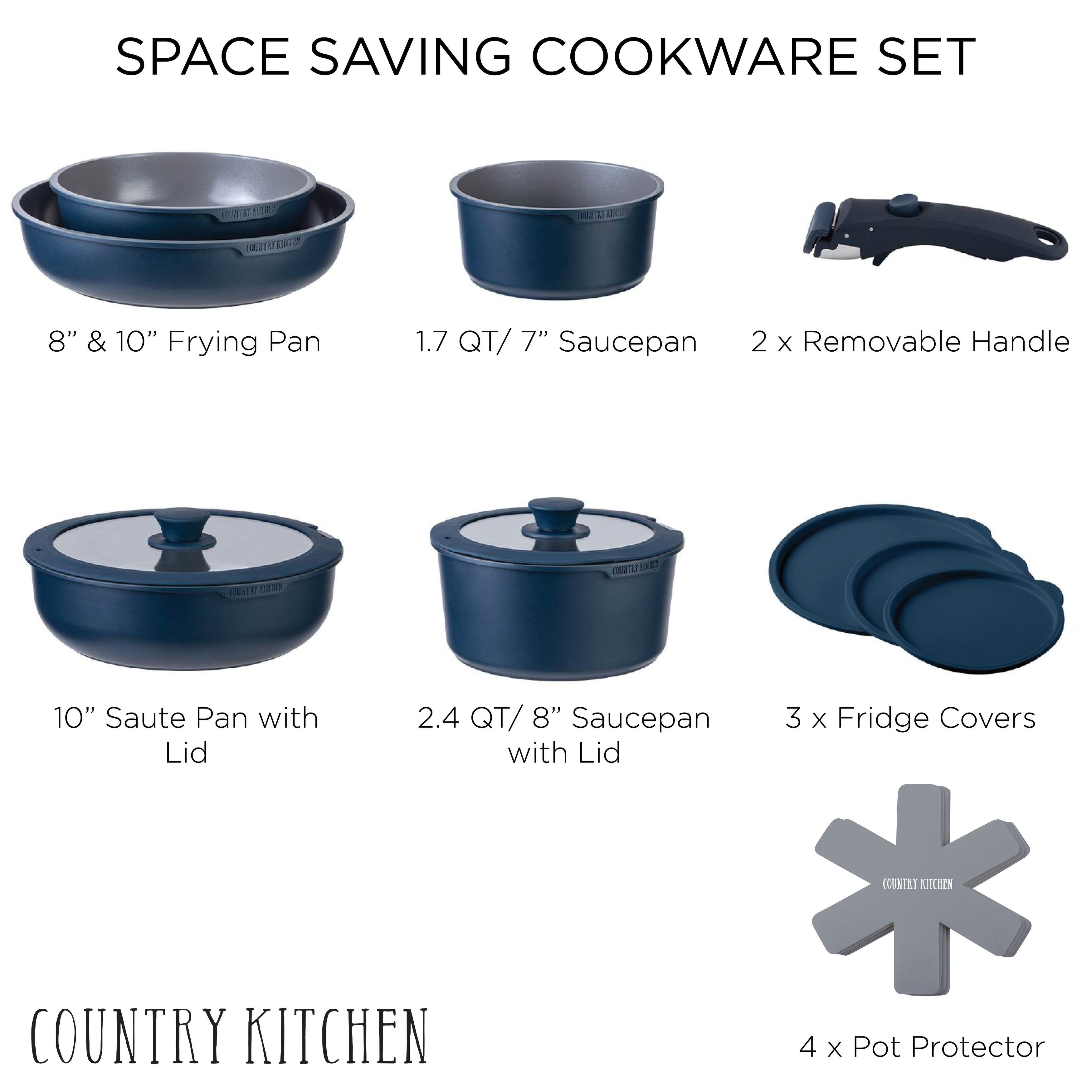 Ensemble de cuisine Country Kitchen 16 pièces pour camping-car, en céramique, avec poignées amovibles, compatible avec le four.
