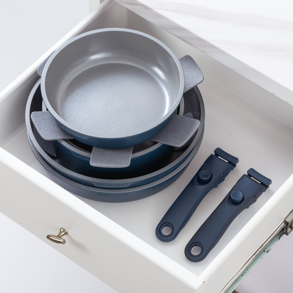 Ensemble de cuisine Country Kitchen 16 pièces pour camping-car, en céramique, avec poignées amovibles, compatible avec le four.