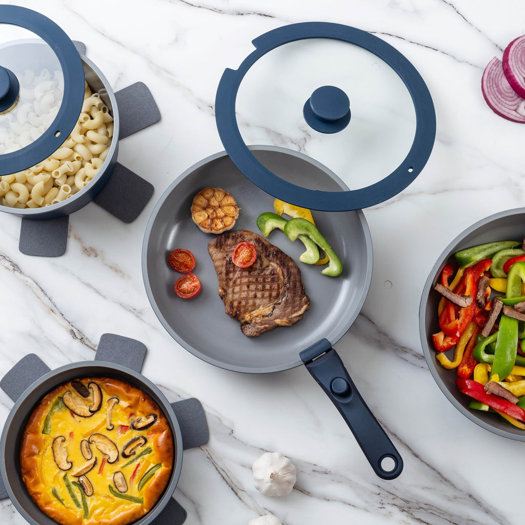 Ensemble de cuisine Country Kitchen 16 pièces pour camping-car, en céramique, avec poignées amovibles, compatible avec le four.