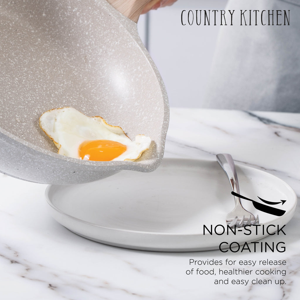 Country Kitchen - Ensemble de 13 pièces pour cuisinière à induction, casseroles et poêles en aluminium coulé avec poignées en BAKÉLITE.