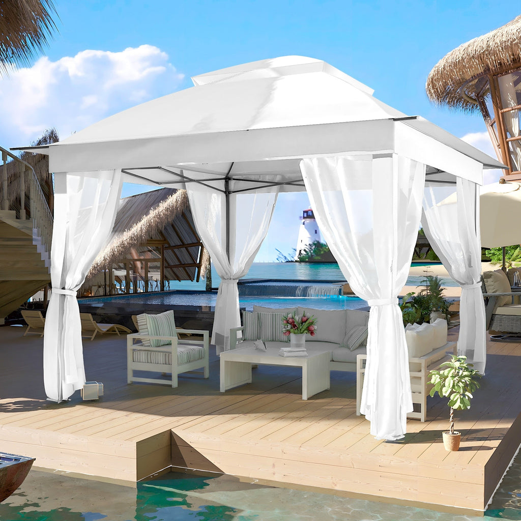 Gazebo en acier Cozywor de 3,35 m x 3,35 m (11 pi x 11 pi) avec moustiquaire