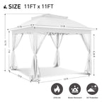 Gazebo en acier Cozywor de 3,35 m x 3,35 m (11 pi x 11 pi) avec moustiquaire