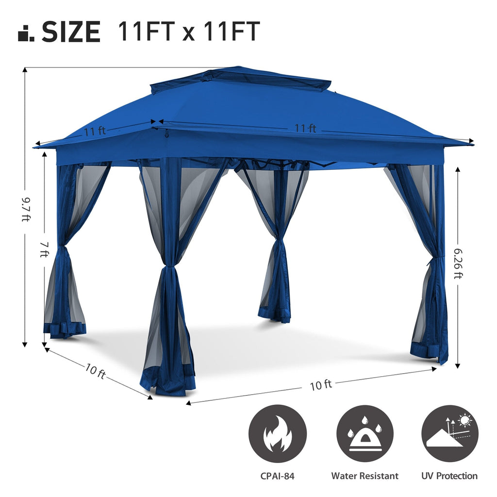 Gazebo en acier Cozywor de 3,35 m x 3,35 m (11 pi x 11 pi) avec moustiquaire