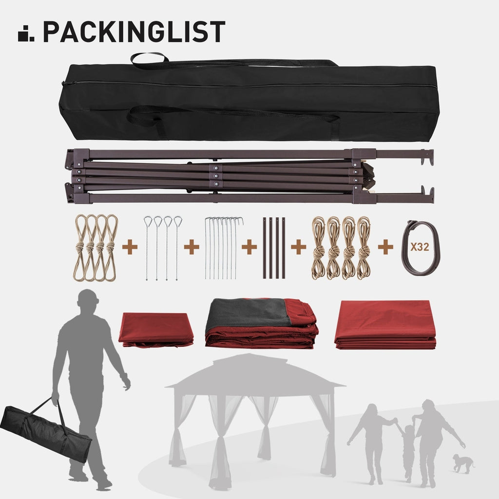 Gazebo en acier Cozywor de 3,35 m x 3,35 m (11 pi x 11 pi) avec moustiquaire