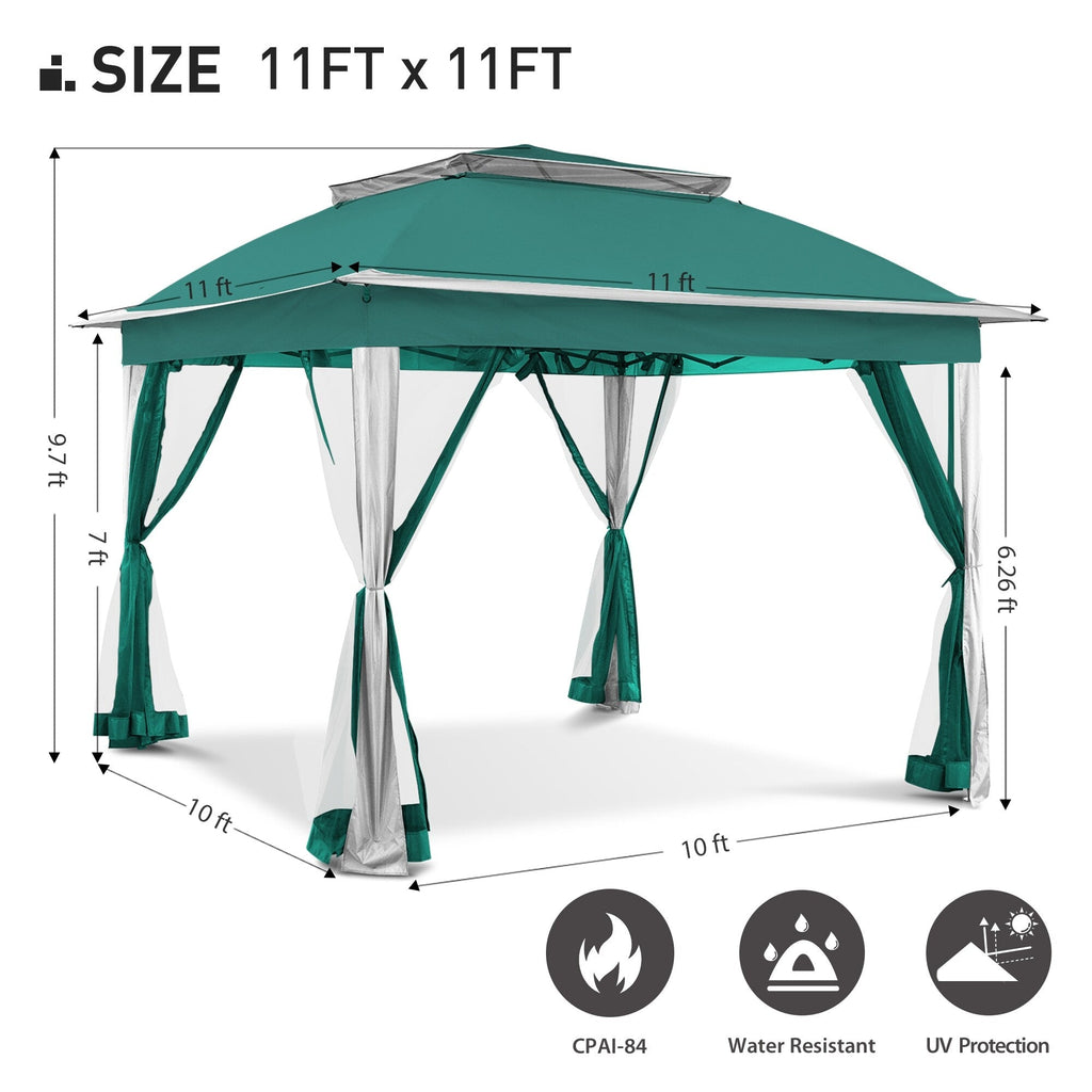 Gazebo en acier Cozywor de 3,35 m x 3,35 m (11 pi x 11 pi) avec moustiquaire