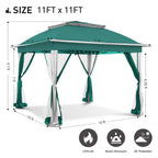 Gazebo en acier Cozywor de 3,35 m x 3,35 m (11 pi x 11 pi) avec moustiquaire