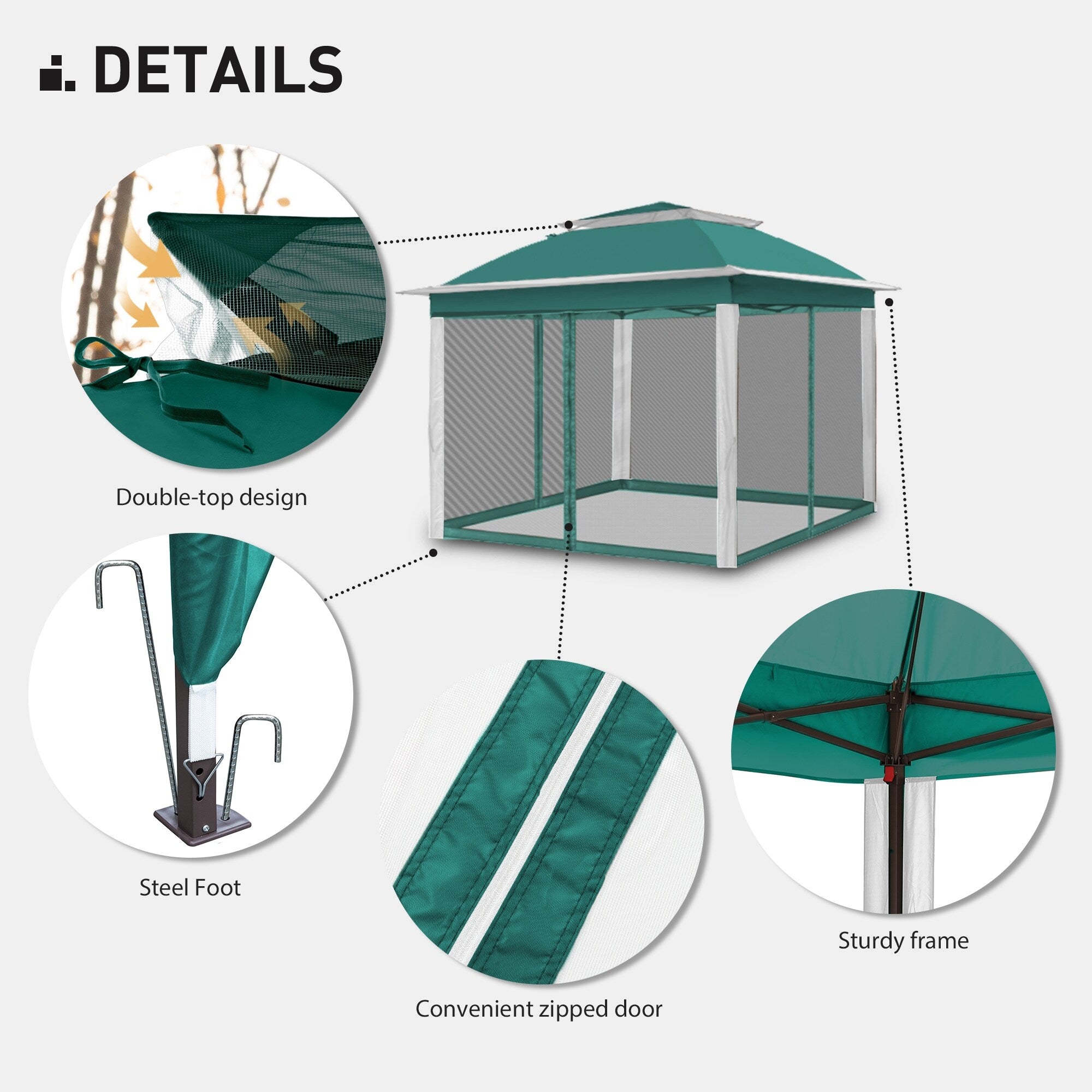 Gazebo en acier Cozywor de 3,35 m x 3,35 m (11 pi x 11 pi) avec moustiquaire