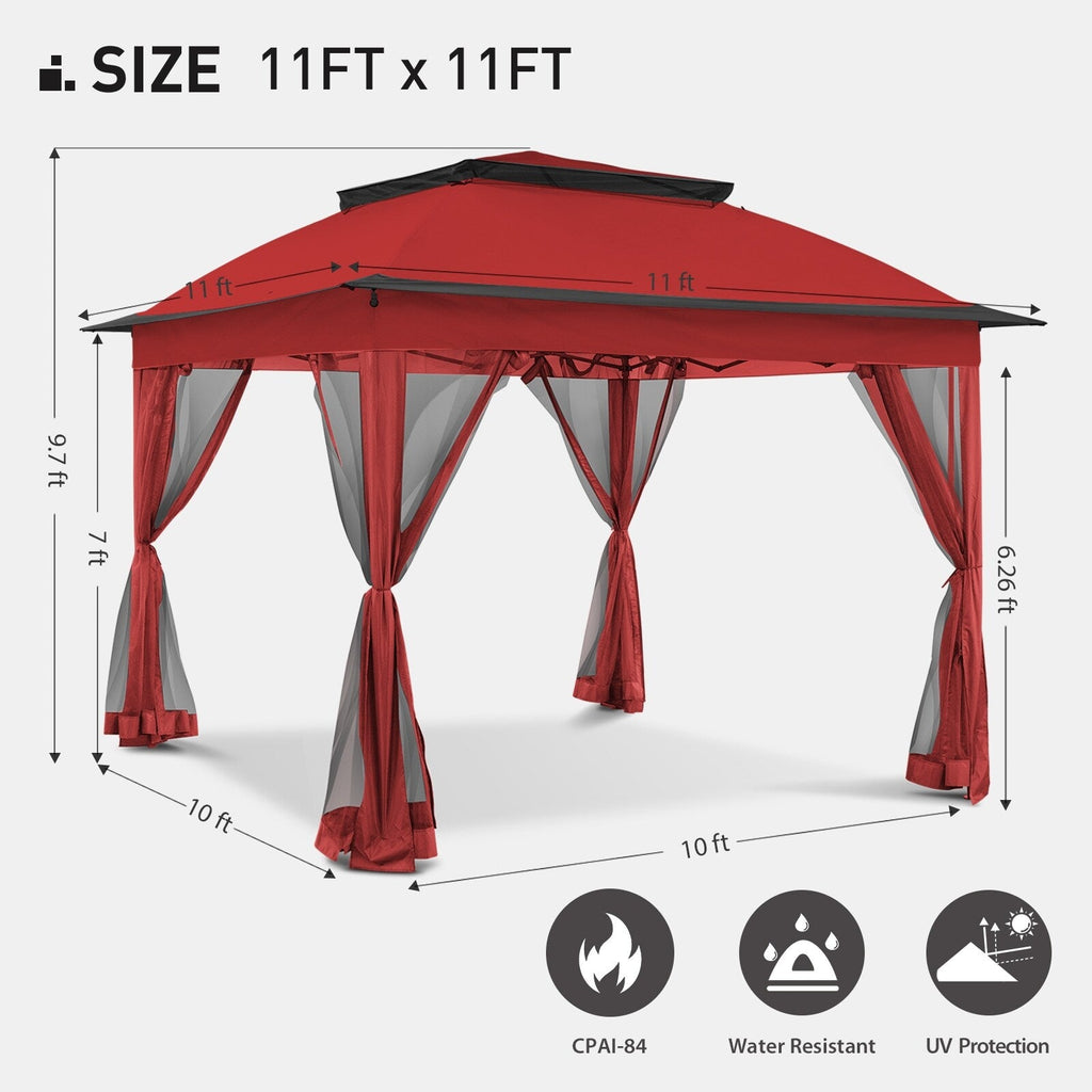 Gazebo en acier Cozywor de 3,35 m x 3,35 m (11 pi x 11 pi) avec moustiquaire