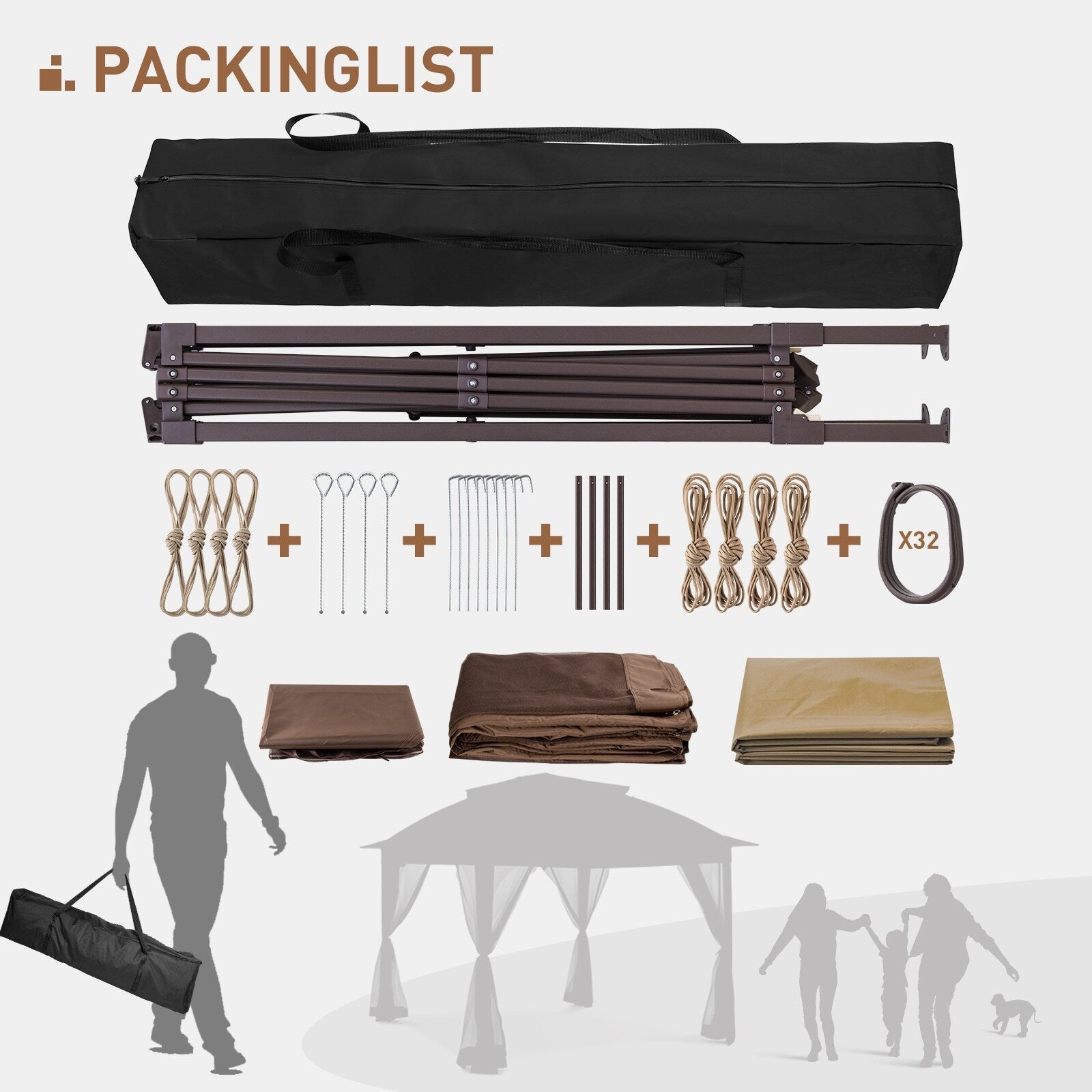 Gazebo en acier Cozywor de 3,35 m x 3,35 m (11 pi x 11 pi) avec moustiquaire